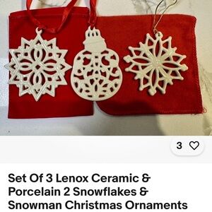 Lenox Red and White Snowflake & Snowman Ornament Set